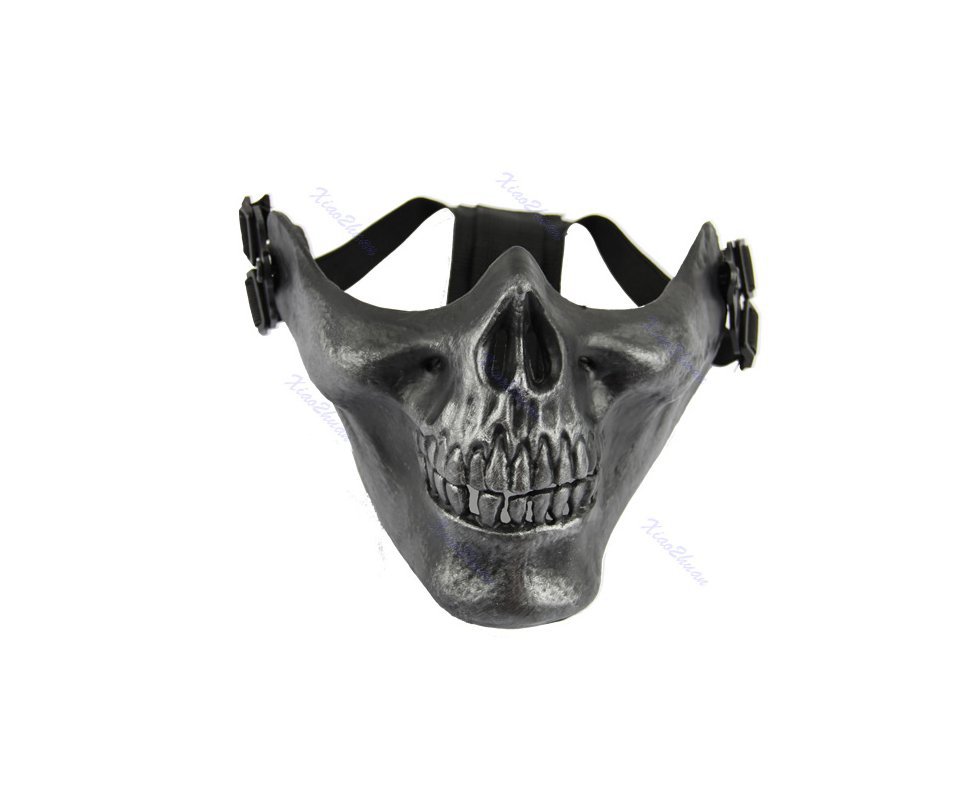 Máscara De Meia Face Para Airsoft - Modelo Esqueleto Black/silver