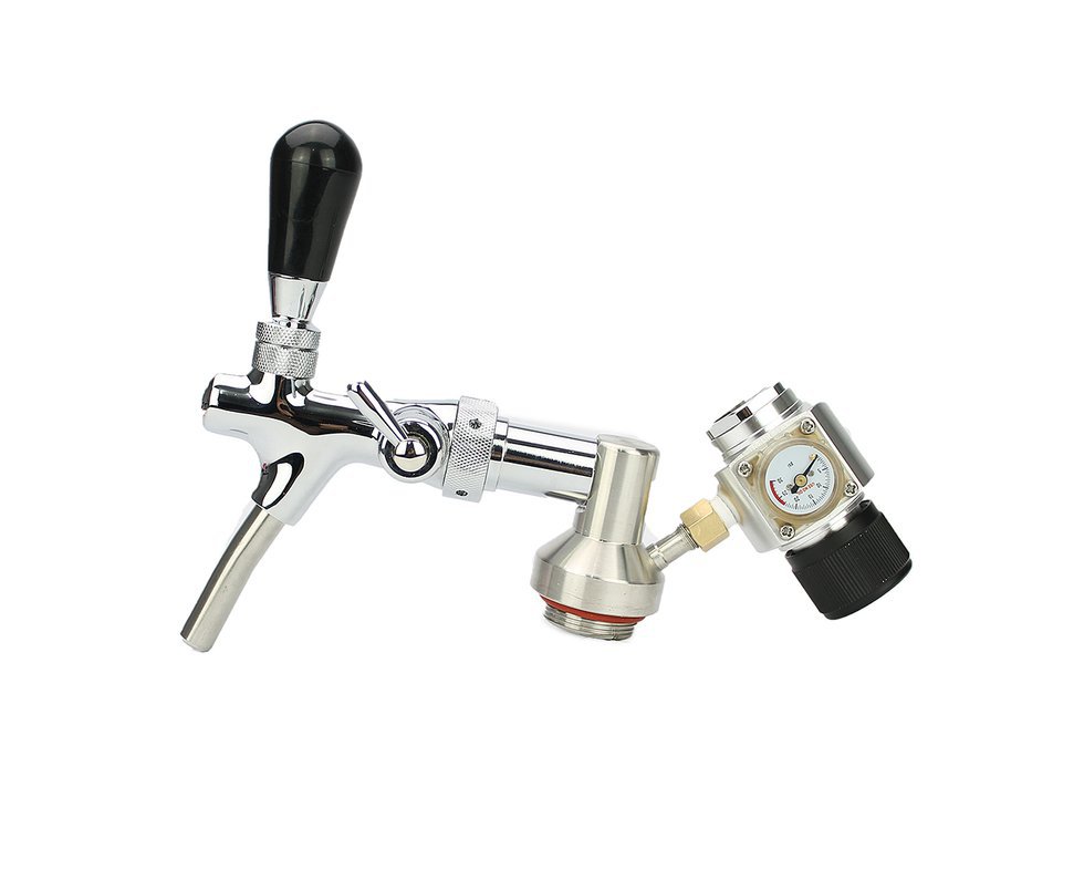 Torneira Italiana Extratora Para Growler Em Aço Inox 5 L Com Regulador Pressão Co2