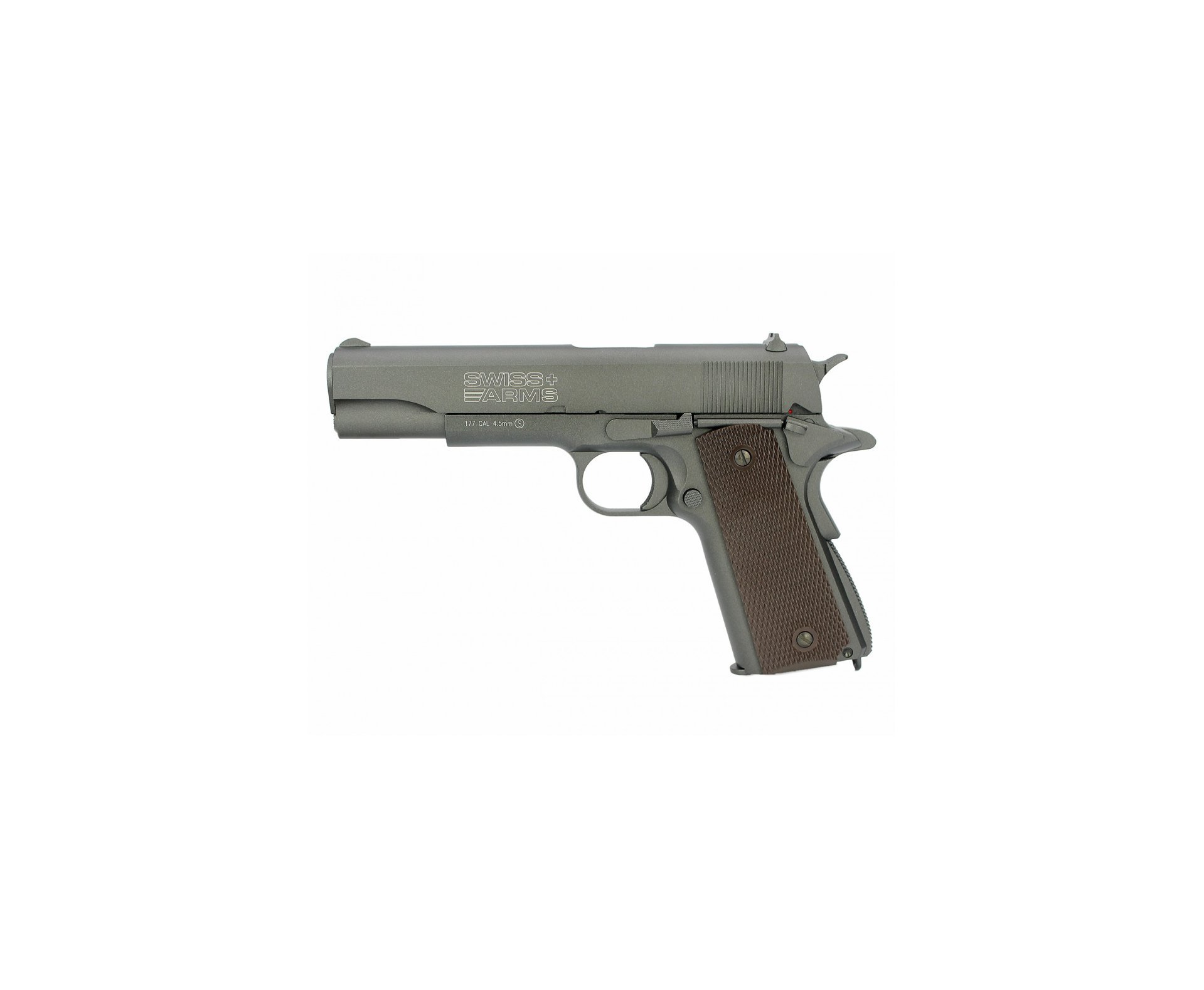 Pistola De Pressão Co2 Sa P1911 Full Metal Blowblack 4.5mm Swiss Arms + Case + Esfera  De Aço + Co2