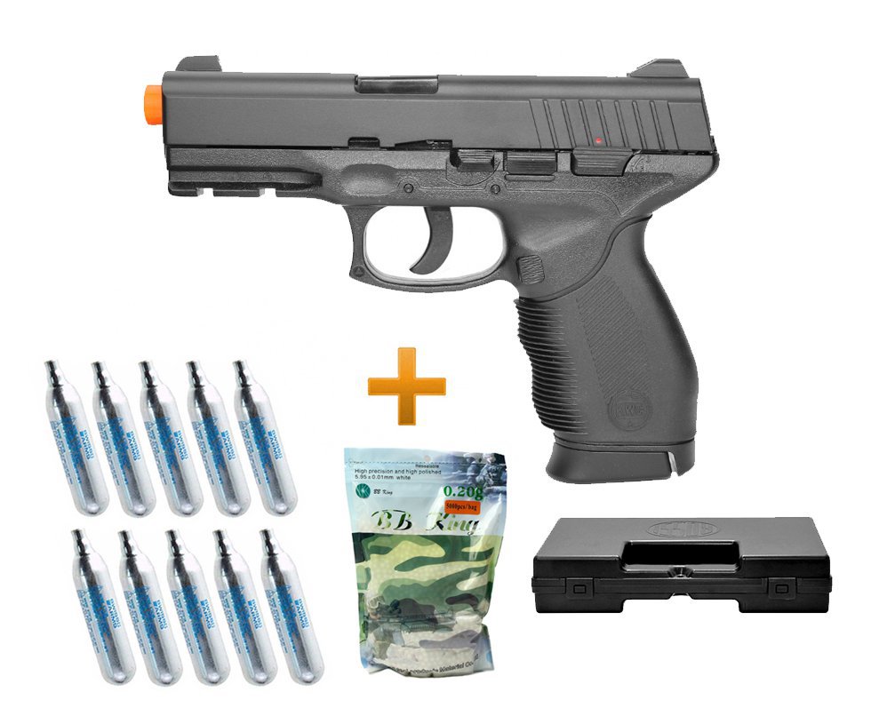 Pistola De Airsoft Gas Co2 Pt 24/7 Cal 6.0mm Kwc + Case + 10 Co2 + Bbs