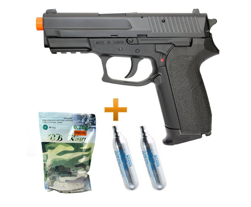 Pistola De Airsoft Gas Co2 Sig Sauer Sp2022 Slide Metal Cal 6.0mm Kwc + Co2 + Esferas