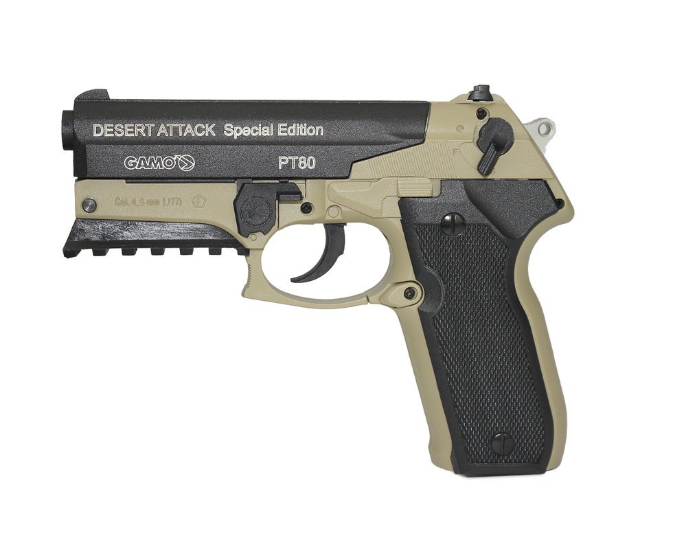 Pistola De Co2 Gamo Pt-80 Desert Attack Se 08 Tiros 4,5mm