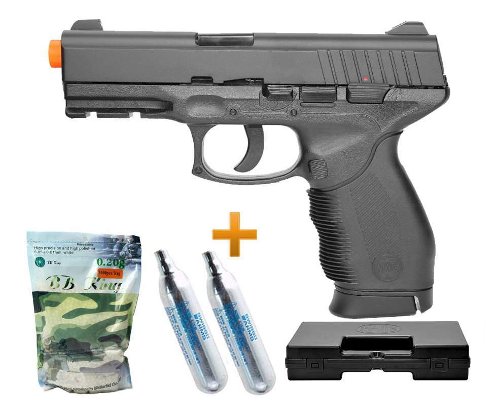 Pistola De Airsoft Gas Co2 Pt 24/7 Cal 6.0mm Kwc + Case + Bbs + Co2