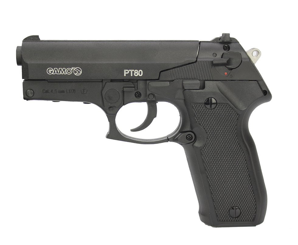 Pistola De Pressão Co2 Gamo Pt-80 Slide Metal 8 Tiros 4,5mm