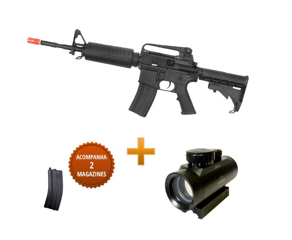 Rifle De Airsoft Colt M4a1 Carbine - Elétrico - Cal 6,0 Mm (cyber Gun) + Red Dot 1x30eg 22mm