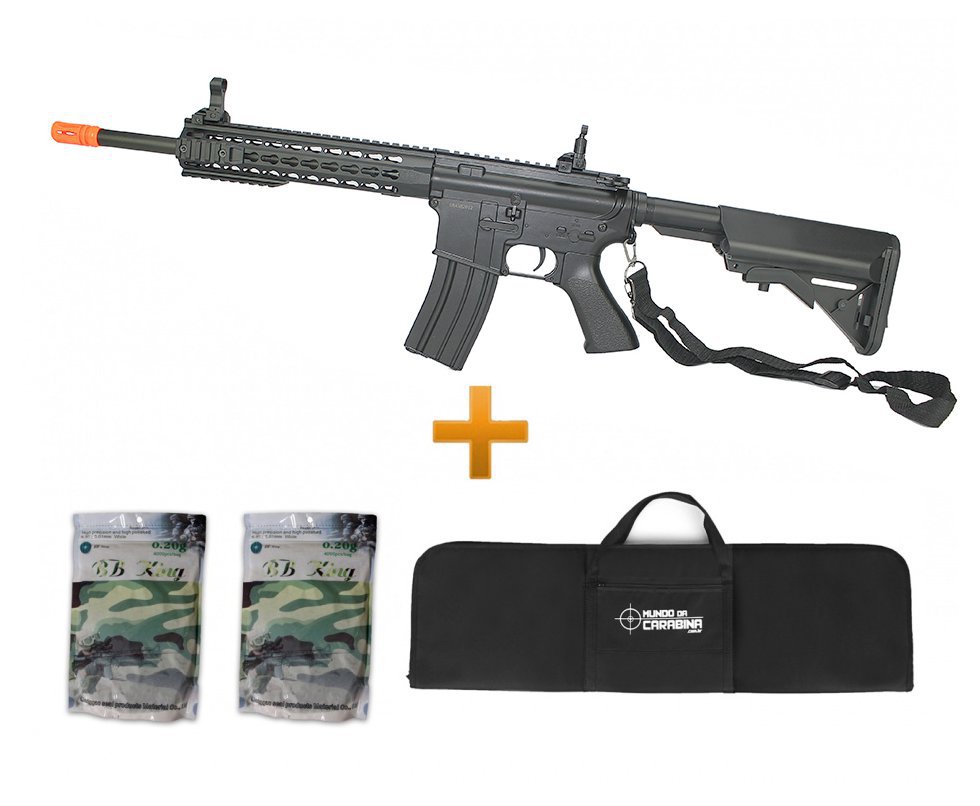 Rifle De Airsoft M4a1 Ris Black Cal 6mm - Bivolt - Cm515 - Cyma + Capa + 8000 Bbs