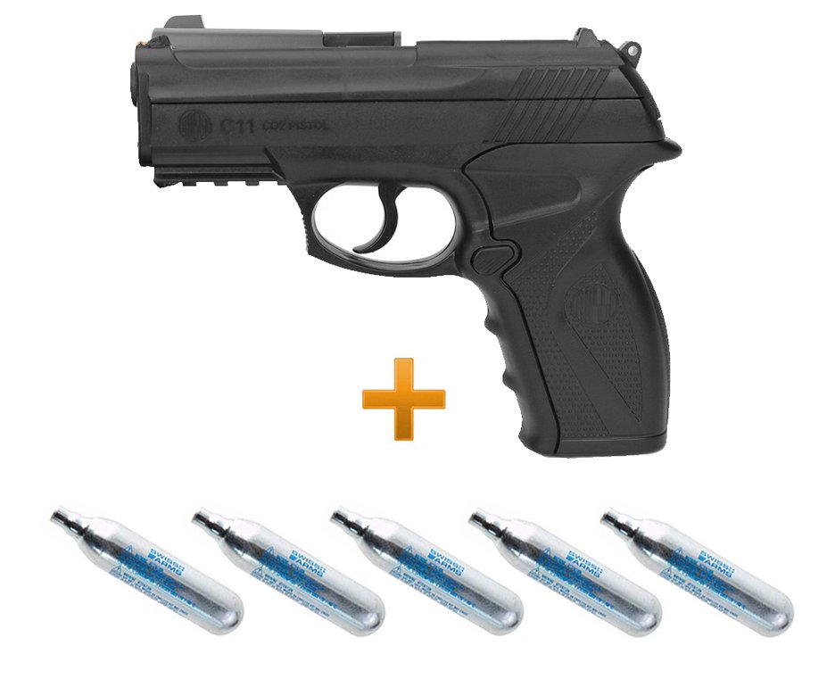 Pistola De Pressão Gas Co2 Wg C11 4,5mm , 05 Capsula Co2