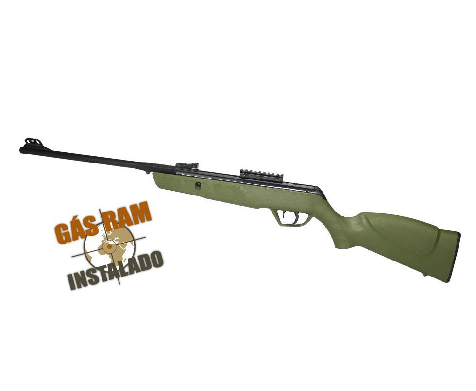 Carabina De Pressão Cbc Jade Mais Precision Cal 4,5mm - Verde Com Gas Ram 45kg Instalado